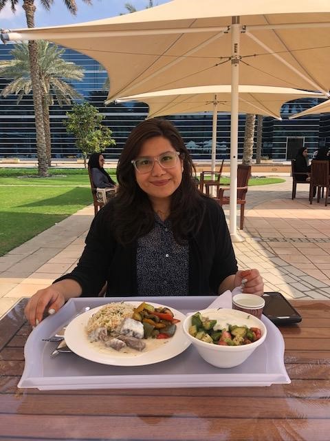 Enjoying lunch on the Zayed University Dubai campus