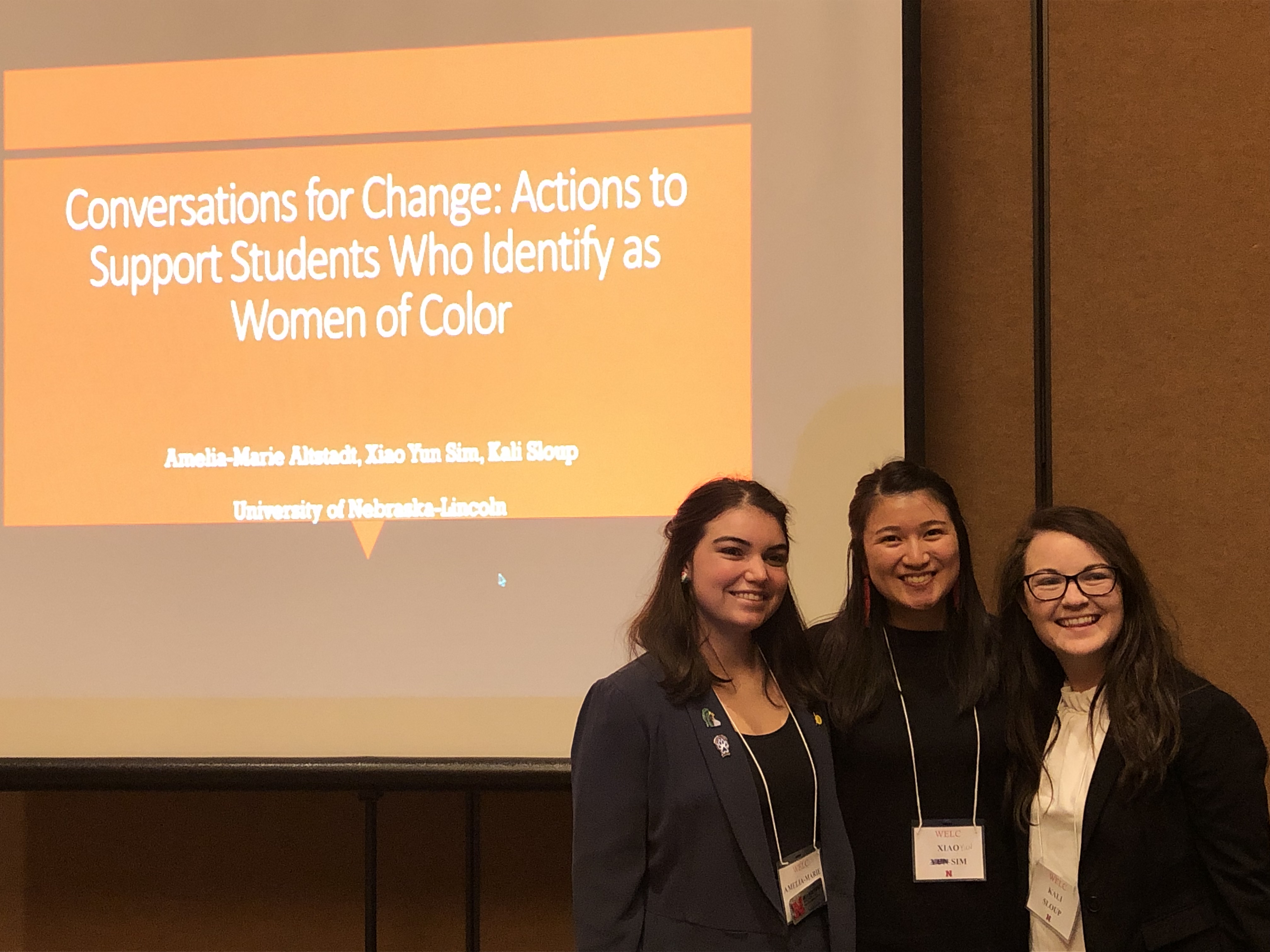 Xiao Yun and her two cohort mates, Kali and Amelia-Marie presented at a conference in their first year of graduate school.