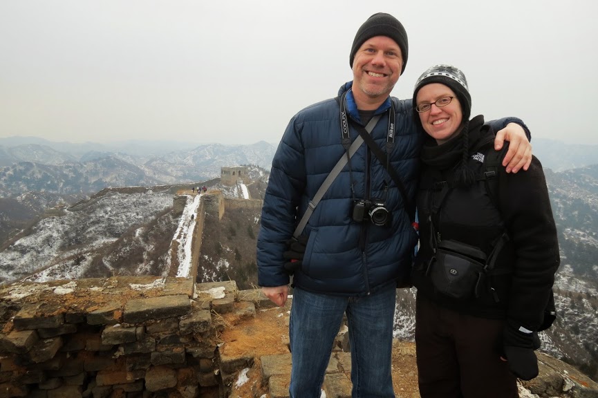 Elizabeth and her colleague, Kevin, exploring the Great Wall of China while working on a recent Semester at Sea voyage. 