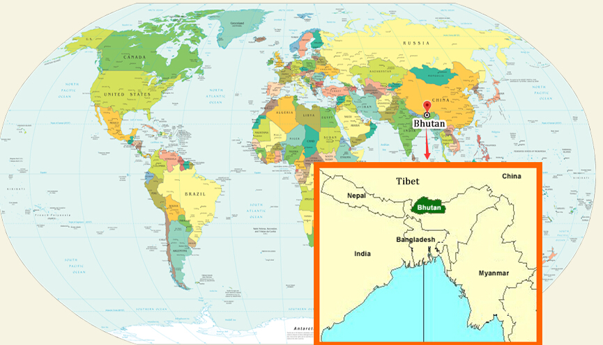 Bhutan on World Map